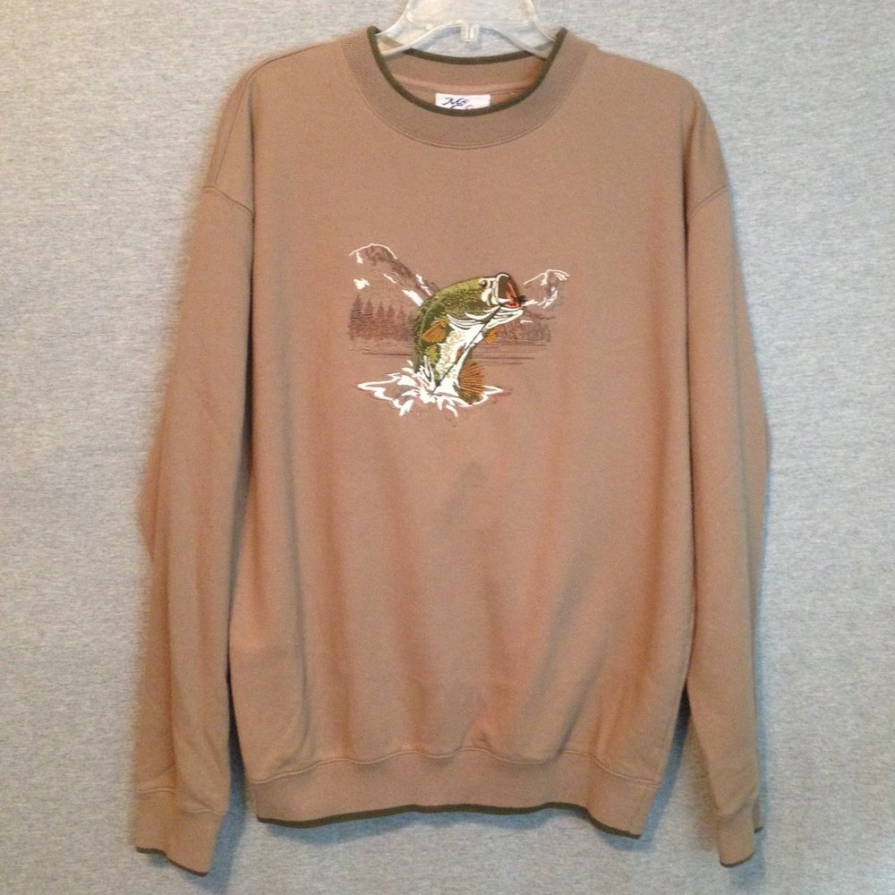 Tan fisherman sweatshirt by M & C Sport size Large